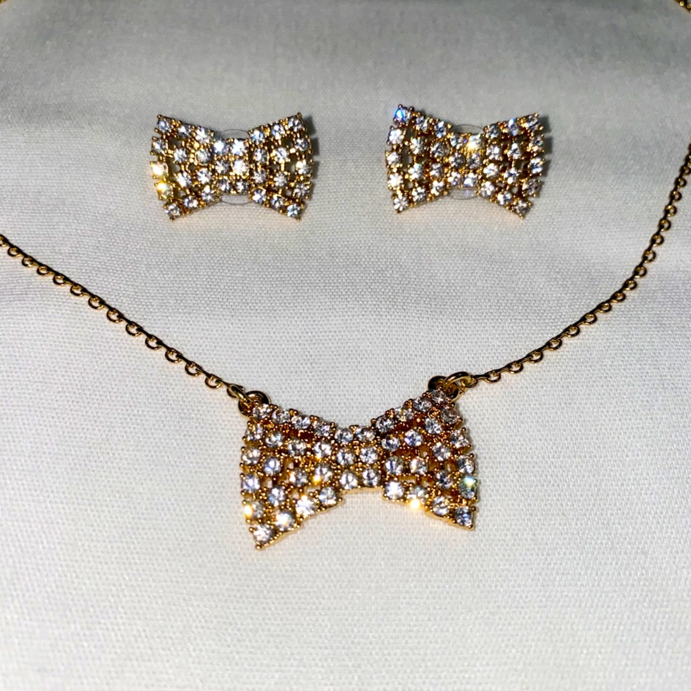 Kate Spade Sparkling Bow Necklace and Earring Set